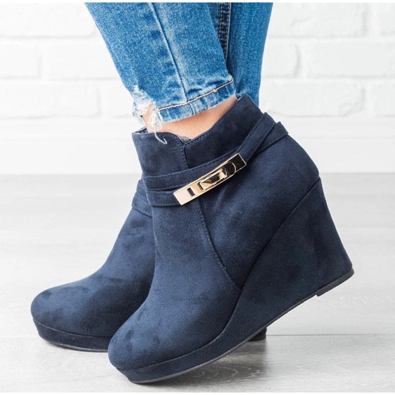 Comfy Wedge Suede Slip-On Boots - Koyers