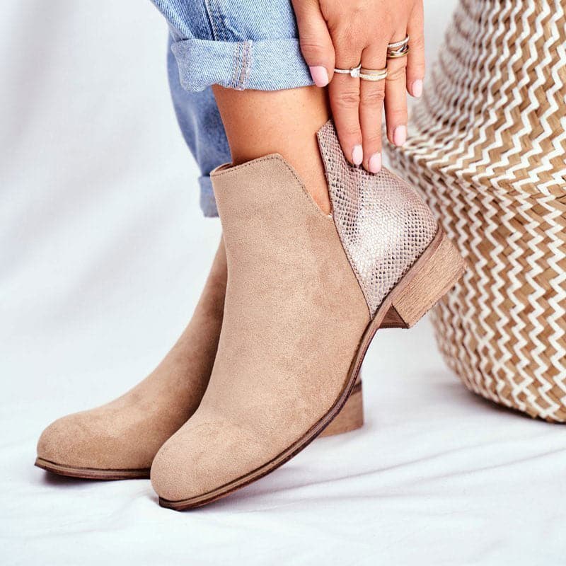 Classy Animal Print Low Heel Ankle Boots - Koyers