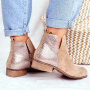Classy Animal Print Low Heel Ankle Boots - Koyers