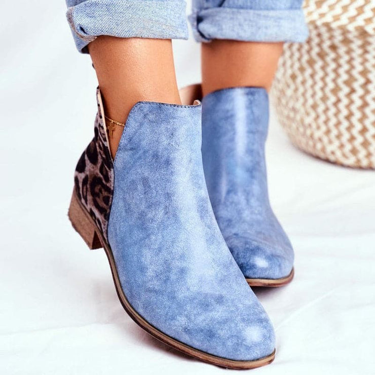 Classy Animal Print Low Heel Ankle Boots - Koyers