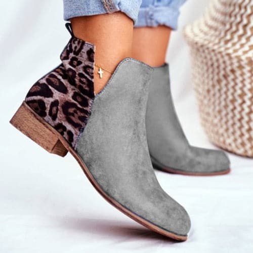 Classy Animal Print Low Heel Ankle Boots - Koyers