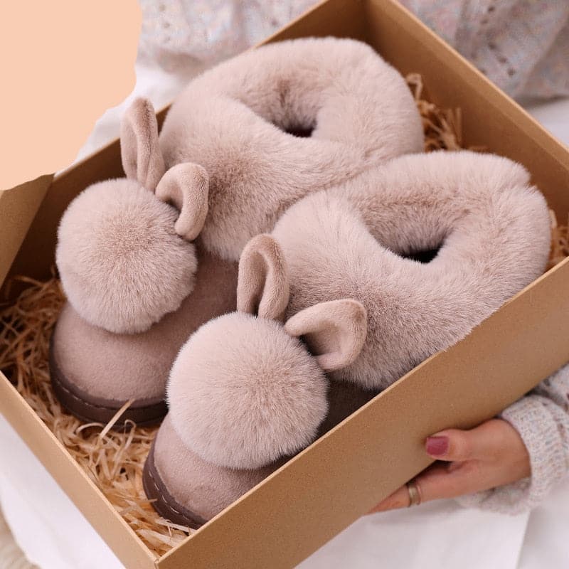 Cotton Fur Rabbit Warm Thick Indoor Slippers - Koyers
