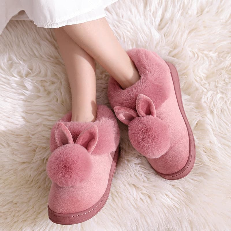 Cotton Fur Rabbit Warm Thick Indoor Slippers - Koyers