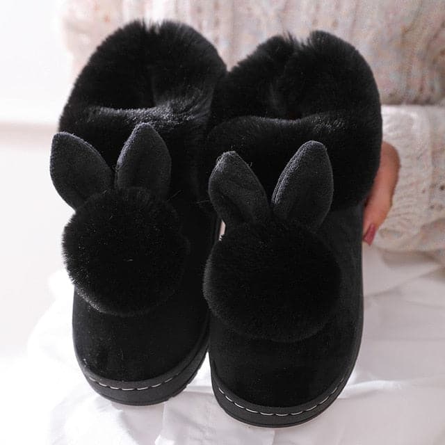 Cotton Fur Rabbit Warm Thick Indoor Slippers - Koyers