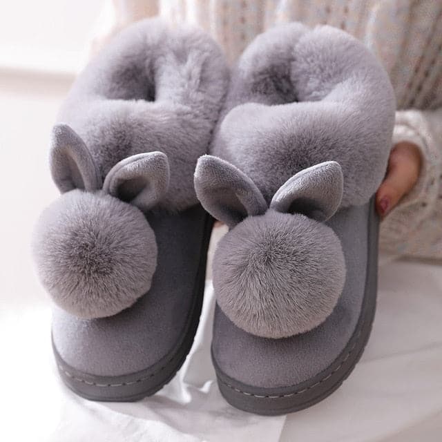 Cotton Fur Rabbit Warm Thick Indoor Slippers - Koyers