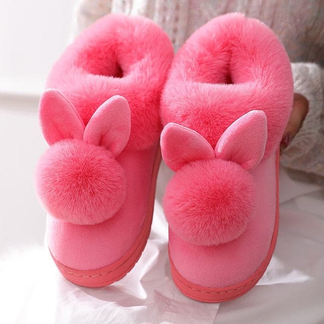 Cotton Fur Rabbit Warm Thick Indoor Slippers - Koyers