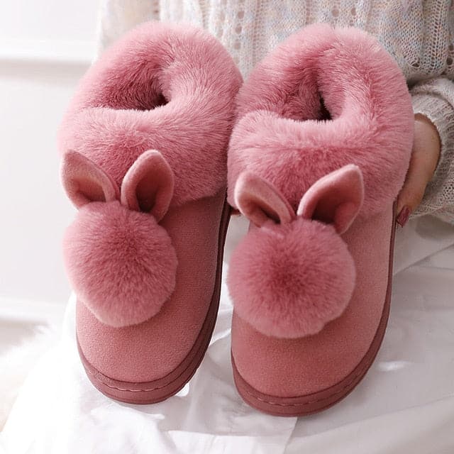 Cotton Fur Rabbit Warm Thick Indoor Slippers - Koyers
