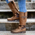 Vintage Leather Buckle High Boots - Koyers