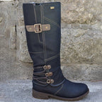 Vintage Leather Buckle High Boots - Koyers