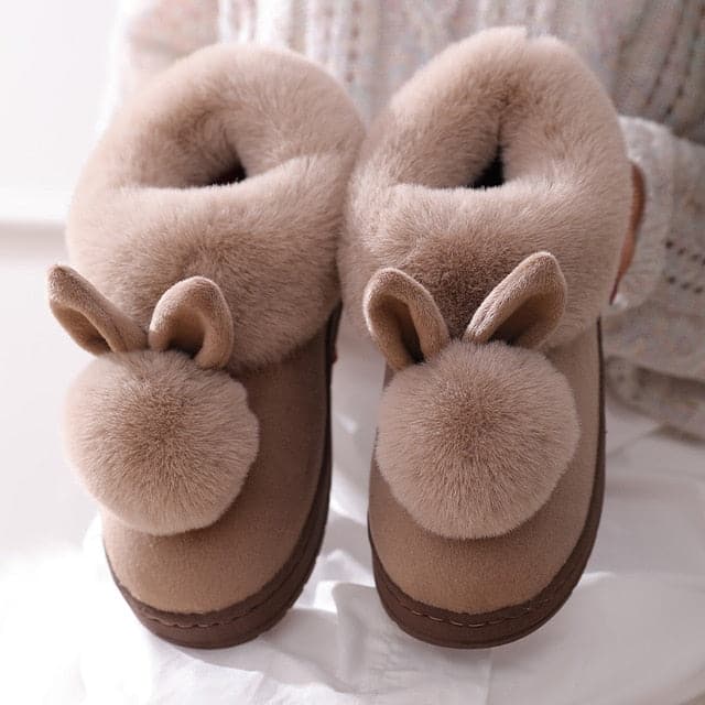 Cotton Fur Rabbit Warm Thick Indoor Slippers - Koyers