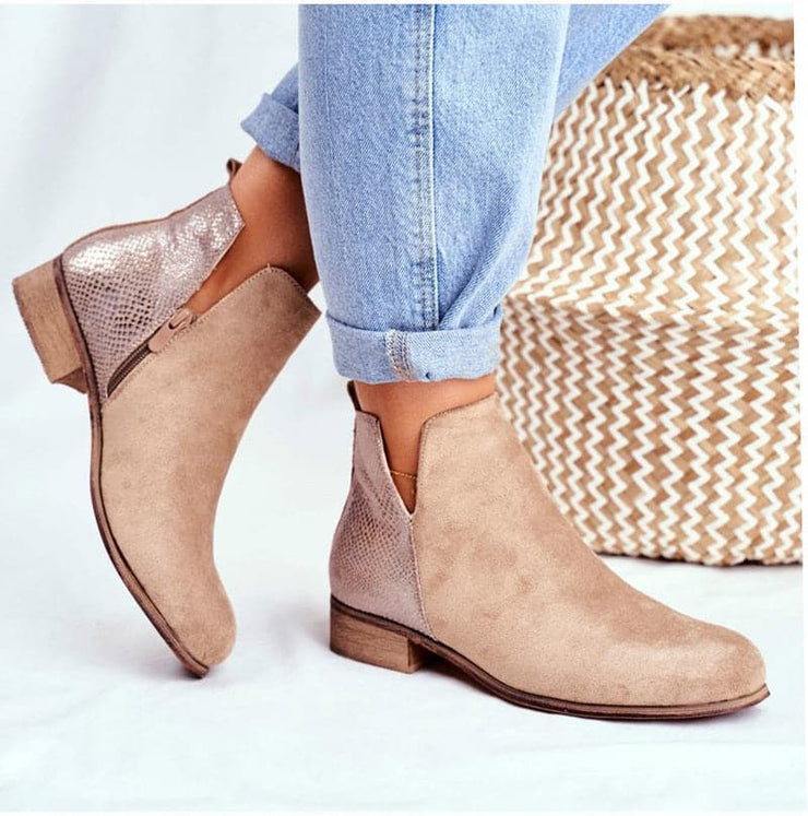 Classy Animal Print Low Heel Ankle Boots - Koyers