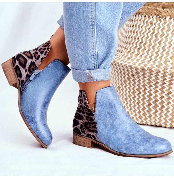 Classy Animal Print Low Heel Ankle Boots - Koyers