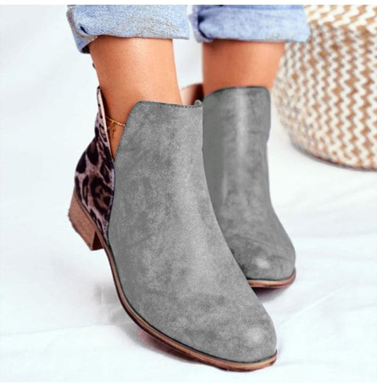 Classy Animal Print Low Heel Ankle Boots - Koyers