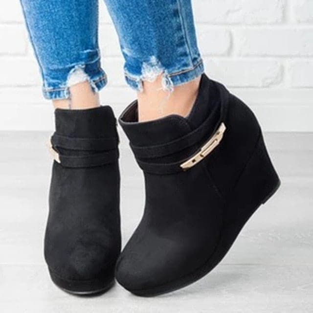 Comfy Wedge Suede Slip-On Boots - Koyers