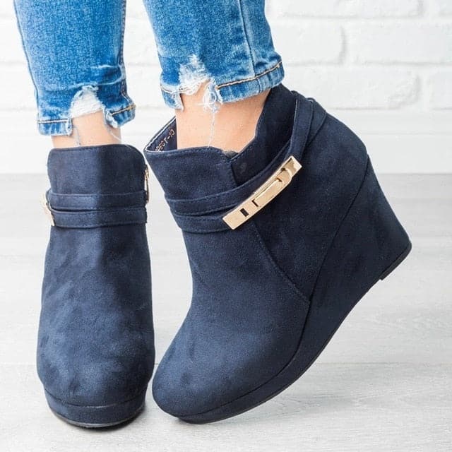 Comfy Wedge Suede Slip-On Boots - Koyers