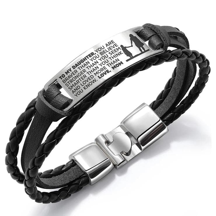 To My Daughter - Steel & Leather Style Bracelet - Koyers
