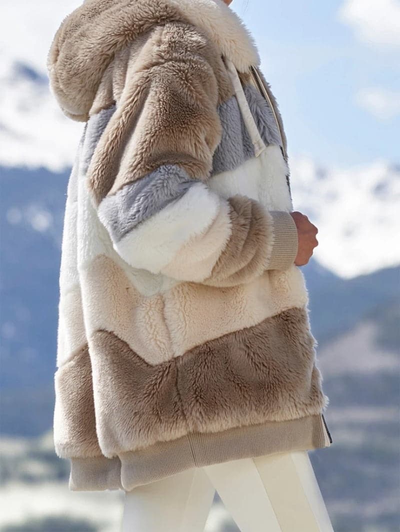 Fashionable Patchwork Plush Comfy Hooded Jacket - Koyers