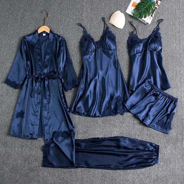 5PCS Silk Pajama Sleepwear Set - Koyers