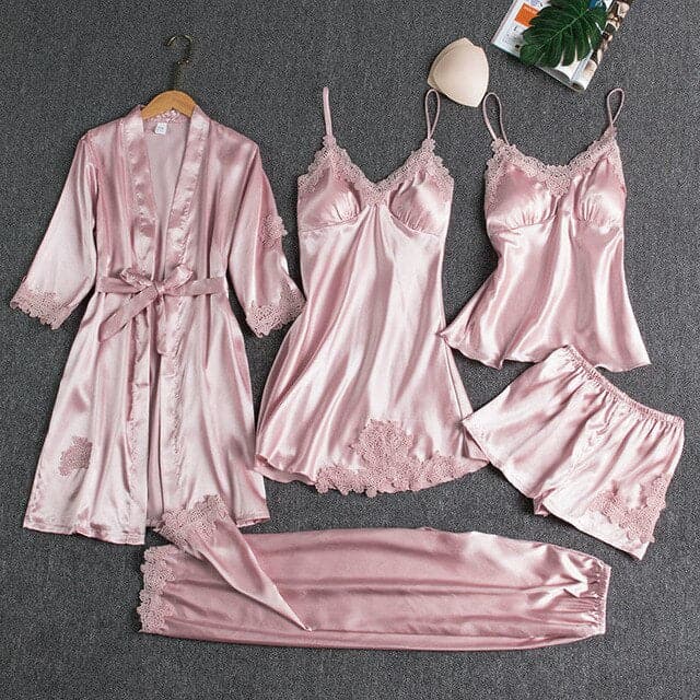 5PCS Silk Pajama Sleepwear Set - Koyers