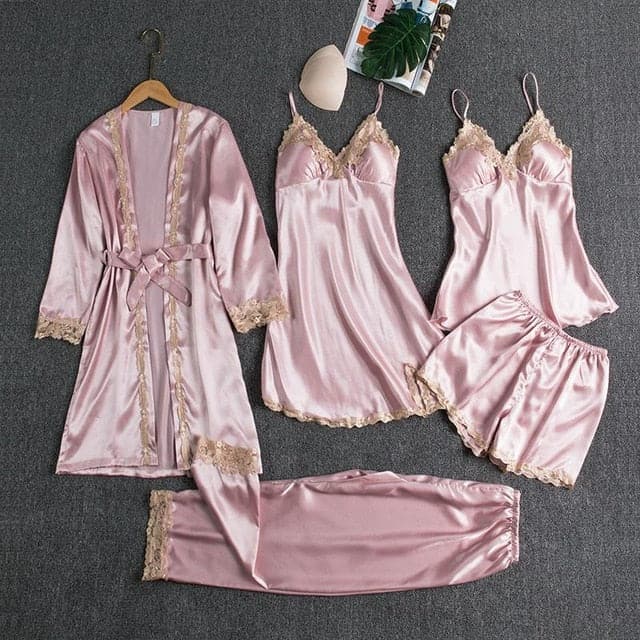 5PCS Silk Pajama Sleepwear Set - Koyers