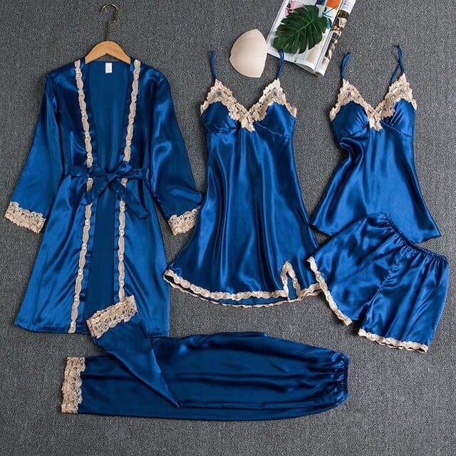5PCS Silk Pajama Sleepwear Set - Koyers
