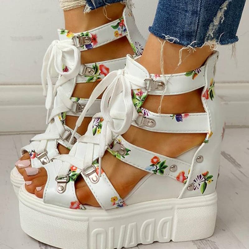 Hot Print Leisure Wedge Sandals - Koyers