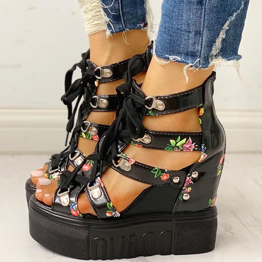 Hot Print Leisure Wedge Sandals - Koyers