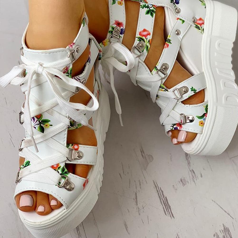 Hot Print Leisure Wedge Sandals - Koyers