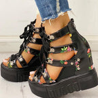 Hot Print Leisure Wedge Sandals - Koyers