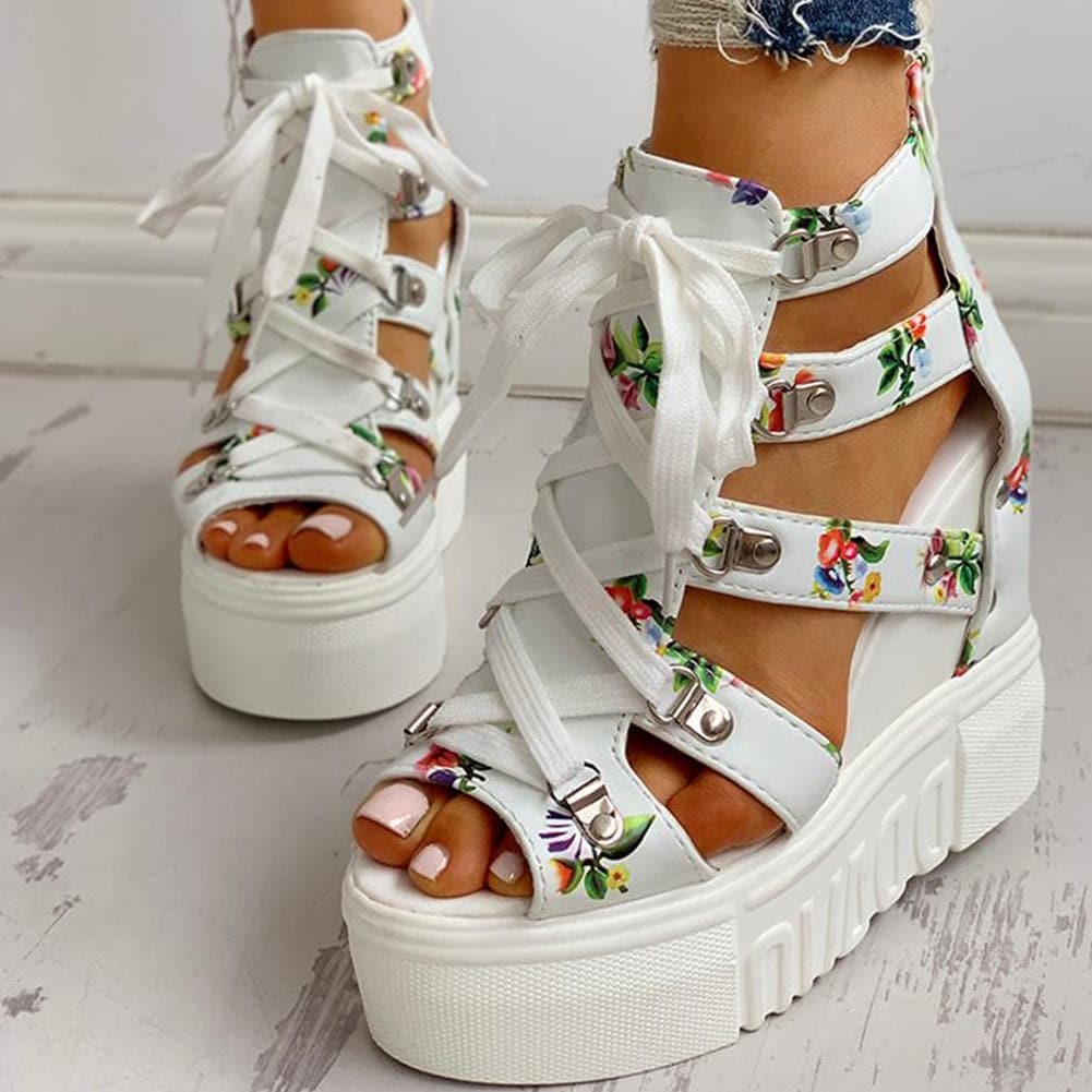 Hot Print Leisure Wedge Sandals - Koyers