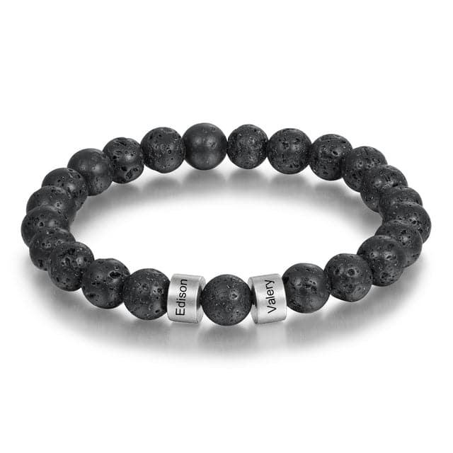 Lava Stone Bracelet with Custom Name Beads - Koyers