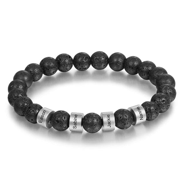 Lava Stone Bracelet with Custom Name Beads - Koyers
