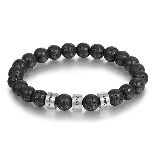 Lava Stone Bracelet with Custom Name Beads - Koyers