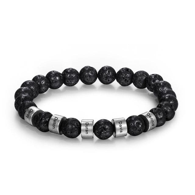 Lava Stone Bracelet with Custom Name Beads - Koyers