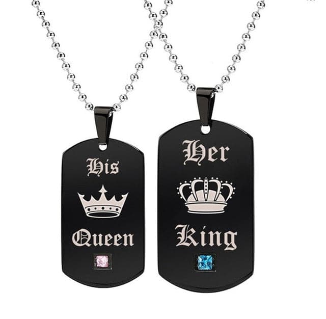 Her King & His Queen Couple Crystal Necklace - Koyers