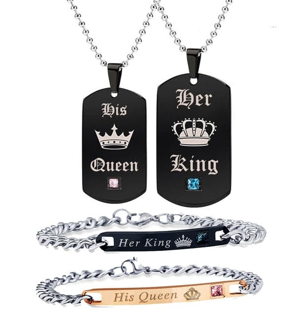 Her King & His Queen Couple Crystal Necklace - Koyers