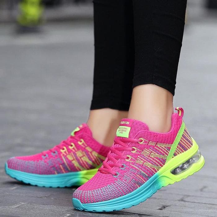 Colorblock Breathable Mesh Lace-Up Sneakers - Koyers