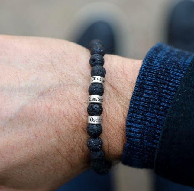 Lava Stone Bracelet with Custom Name Beads - Koyers